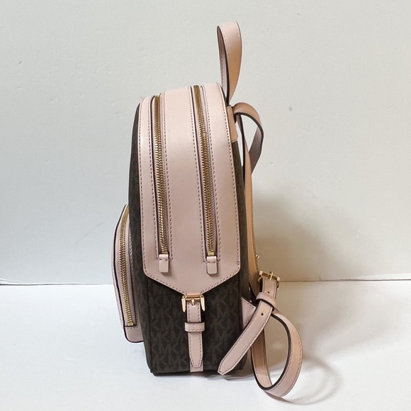 Michael Kors Jaycee Medium Backpack MK Signature Brown Pink - Picture 3 of 10